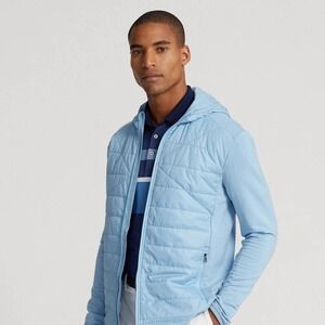 RLX Ralph Lauren Hybrid Golf Jacket Men's XL Blue Quilted Hooded $268 NEW